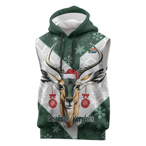 South Africa Springboks Christmas Sleeveless Hoodie Bokke Santa - Geseende Kersfees - African Pride