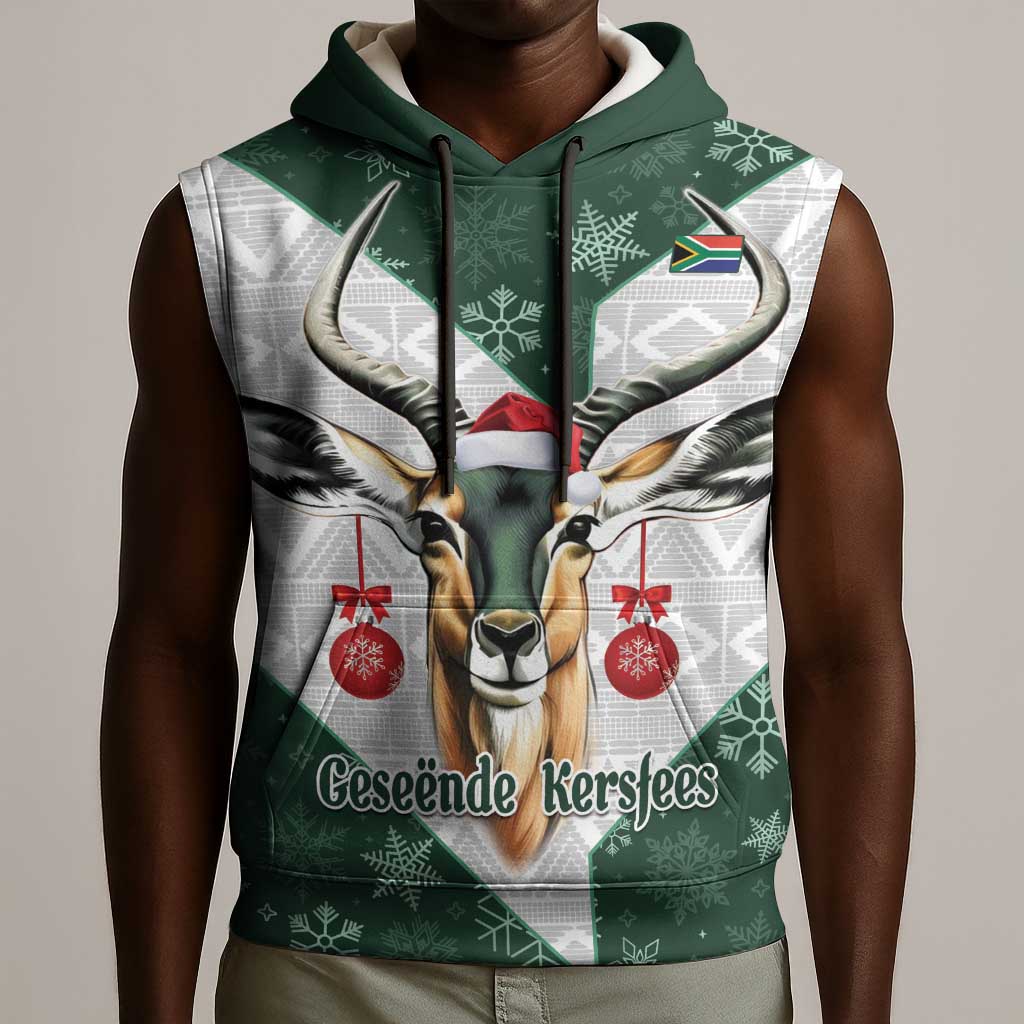 South Africa Springboks Christmas Sleeveless Hoodie Bokke Santa - Geseende Kersfees - African Pride