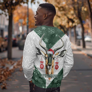 South Africa Springboks Christmas Sweatshirt Bokke Santa - Geseende Kersfees