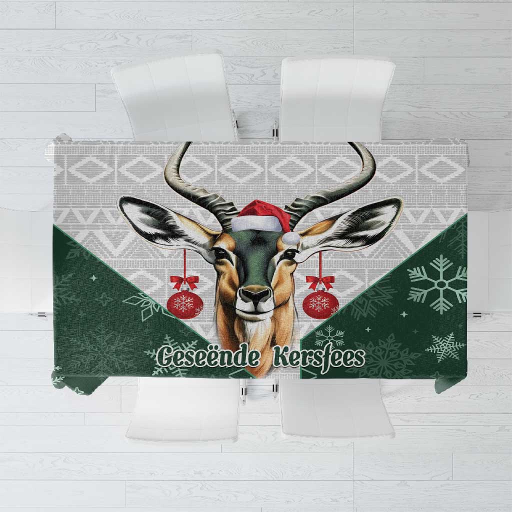South Africa Springboks Christmas Tablecloth Bokke Santa - Geseende Kersfees