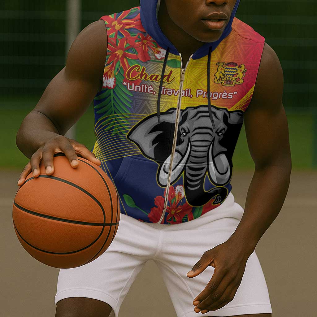 Chad Independence Day Sleeveless Zip Hoodie Happy 64 Years Of Independence - African Pride