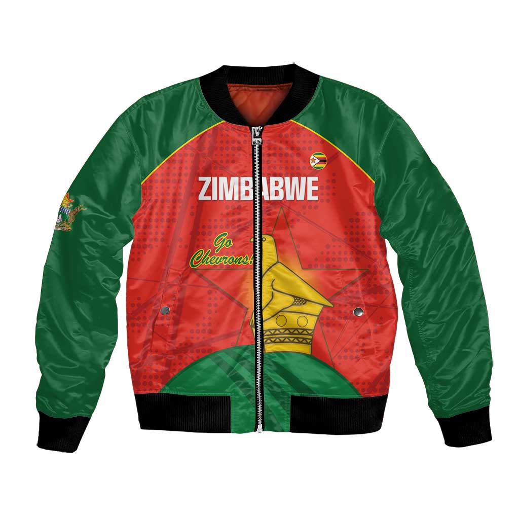Afro Cricket Zimbabwe Custom Bomber Jacket Go Chevrons 2003 Color - African Pride