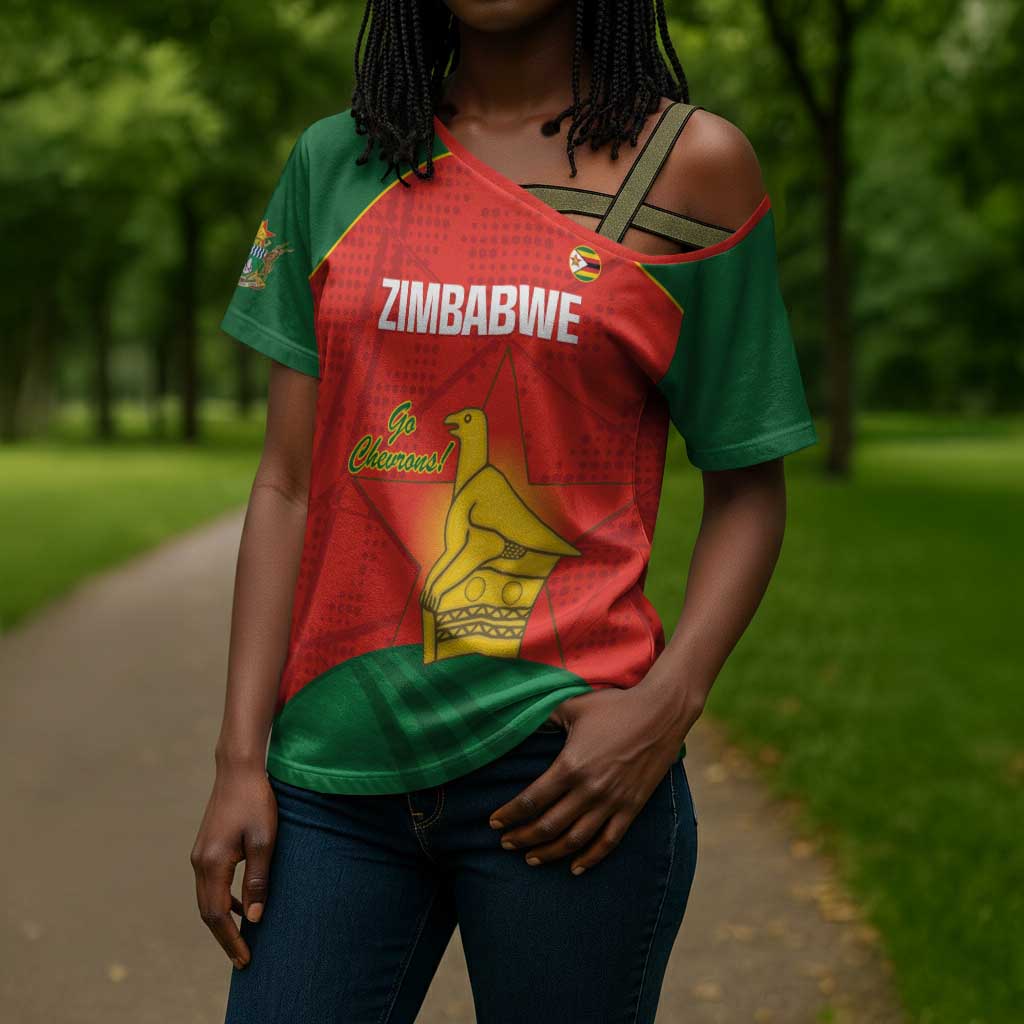 Custom Zimbabwe Cricket Cross Shoulder Shirt Go Chevrons 2003 Color Version