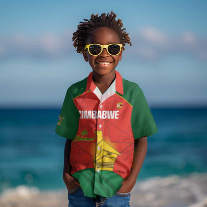 Afro Cricket Zimbabwe Custom Kid Hawaiian Shirt Go Chevrons 2003 Color - African Pride