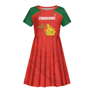 Afro Cricket Zimbabwe Custom Kid Short Sleeve Dress Go Chevrons 2003 Color - African Pride