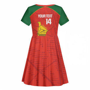Afro Cricket Zimbabwe Custom Kid Short Sleeve Dress Go Chevrons 2003 Color - African Pride
