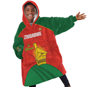 Afro Cricket Zimbabwe Custom Kid Wearable Blanket Hoodie Go Chevrons 2003 Color - African Pride