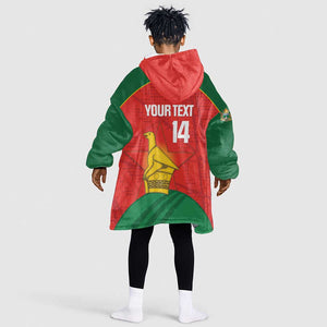 Afro Cricket Zimbabwe Custom Kid Wearable Blanket Hoodie Go Chevrons 2003 Color - African Pride