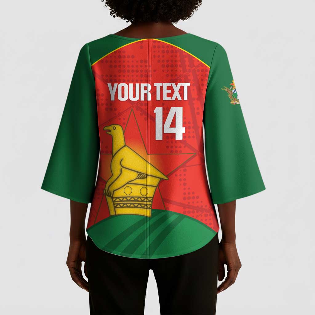 Custom Zimbabwe Cricket Kimono Sleeve Blouse Go Chevrons 2003 Color Version