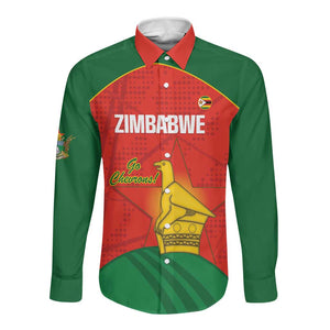Afro Cricket Zimbabwe Custom Long Sleeve Button Shirt Go Chevrons 2003 Color - African Pride