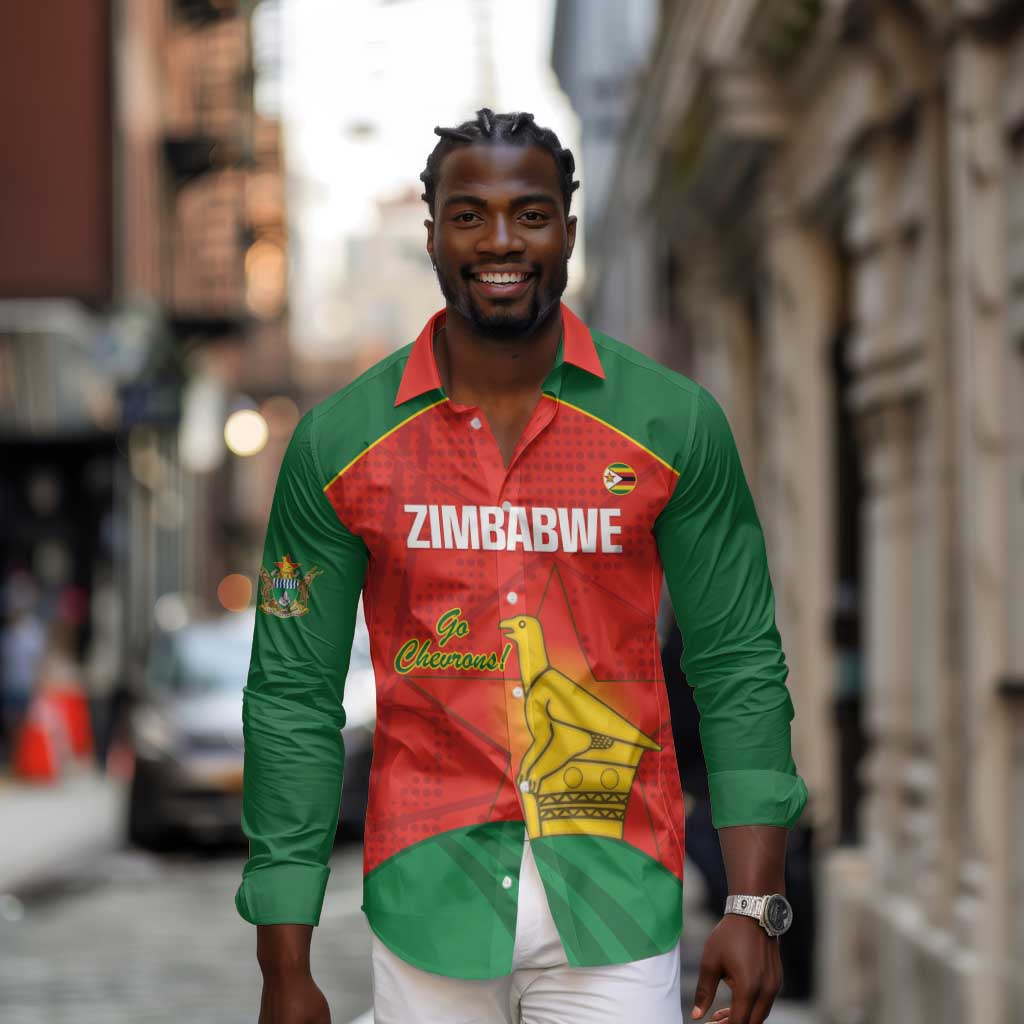 Afro Cricket Zimbabwe Custom Long Sleeve Button Shirt Go Chevrons 2003 Color - African Pride