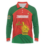 Afro Cricket Zimbabwe Custom Long Sleeve Polo Shirt Go Chevrons 2003 Color - African Pride