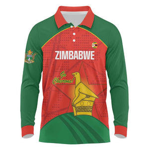 Afro Cricket Zimbabwe Custom Long Sleeve Polo Shirt Go Chevrons 2003 Color - African Pride