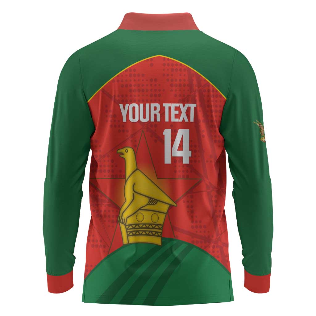 Afro Cricket Zimbabwe Custom Long Sleeve Polo Shirt Go Chevrons 2003 Color - African Pride