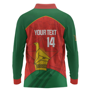 Afro Cricket Zimbabwe Custom Long Sleeve Polo Shirt Go Chevrons 2003 Color - African Pride