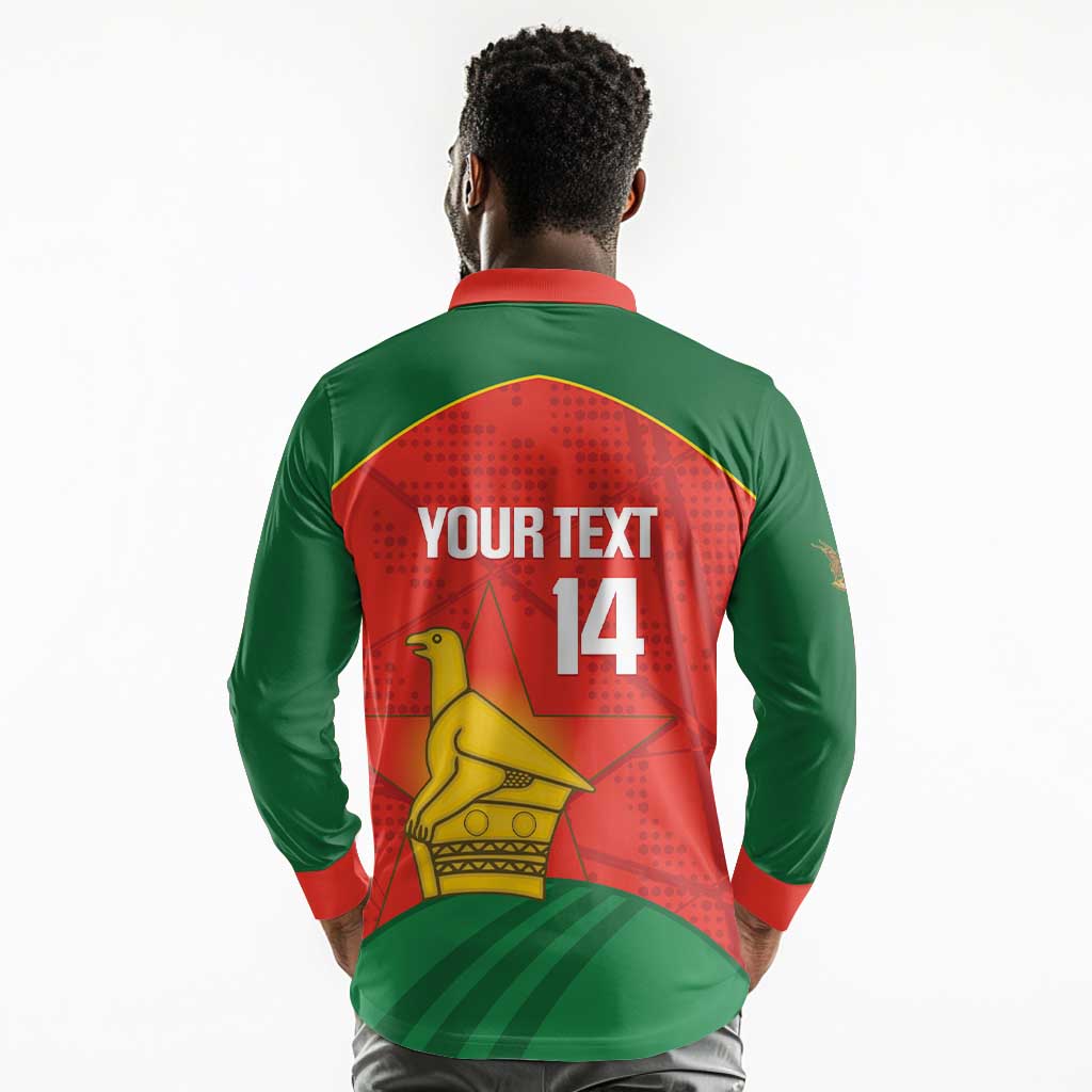 Afro Cricket Zimbabwe Custom Long Sleeve Polo Shirt Go Chevrons 2003 Color - African Pride