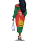 Afro Cricket Zimbabwe Custom Off The Shoulder Long Sleeve Dress Go Chevrons 2003 Color - African Pride
