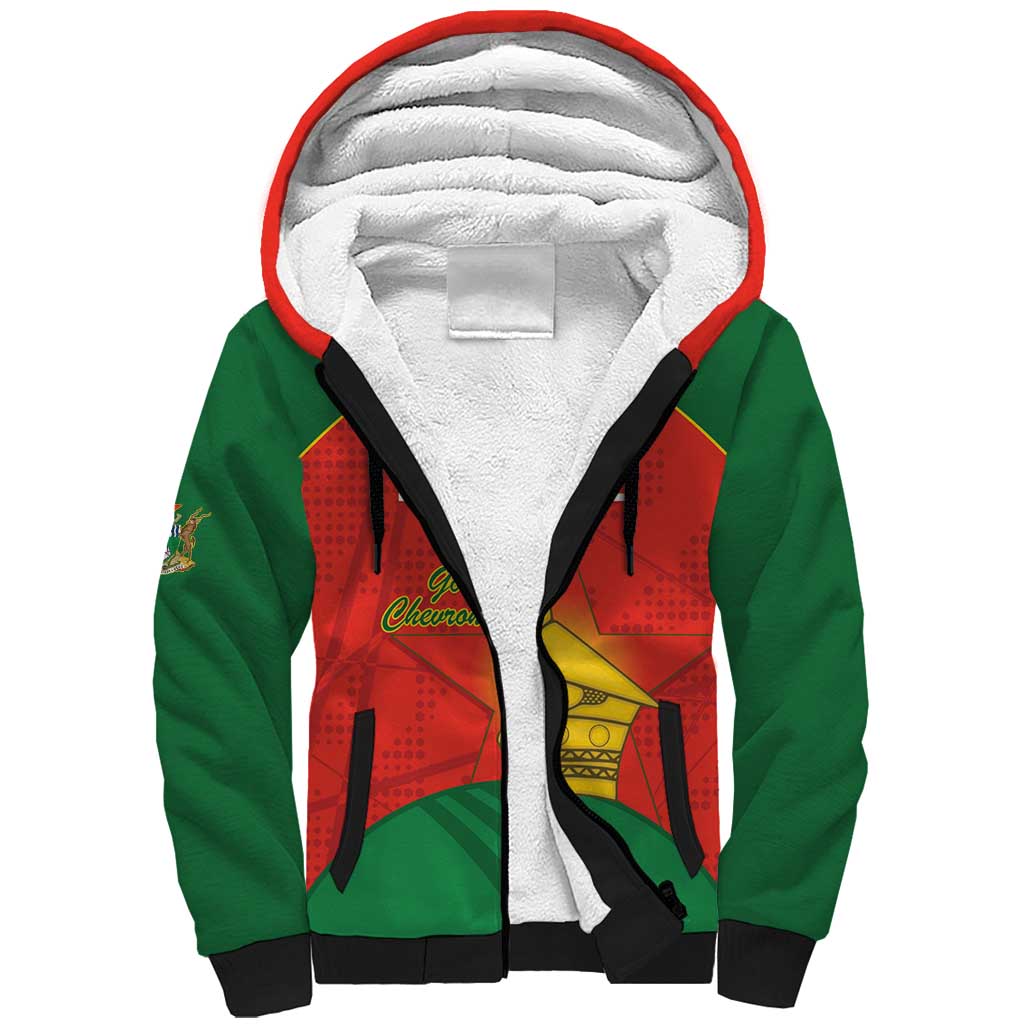 Afro Cricket Zimbabwe Custom Sherpa Hoodie Go Chevrons 2003 Color - African Pride