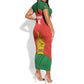 Afro Cricket Zimbabwe Custom Short Sleeve Bodycon Dress Go Chevrons 2003 Color - African Pride