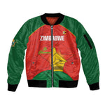 Afro Cricket Zimbabwe Custom Sleeve Zip Bomber Jacket Go Chevrons 2003 Color - African Pride