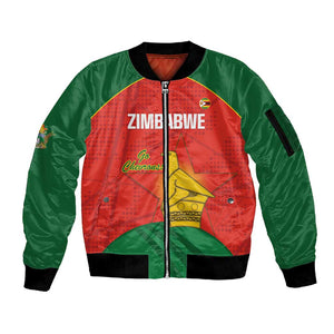 Afro Cricket Zimbabwe Custom Sleeve Zip Bomber Jacket Go Chevrons 2003 Color - African Pride