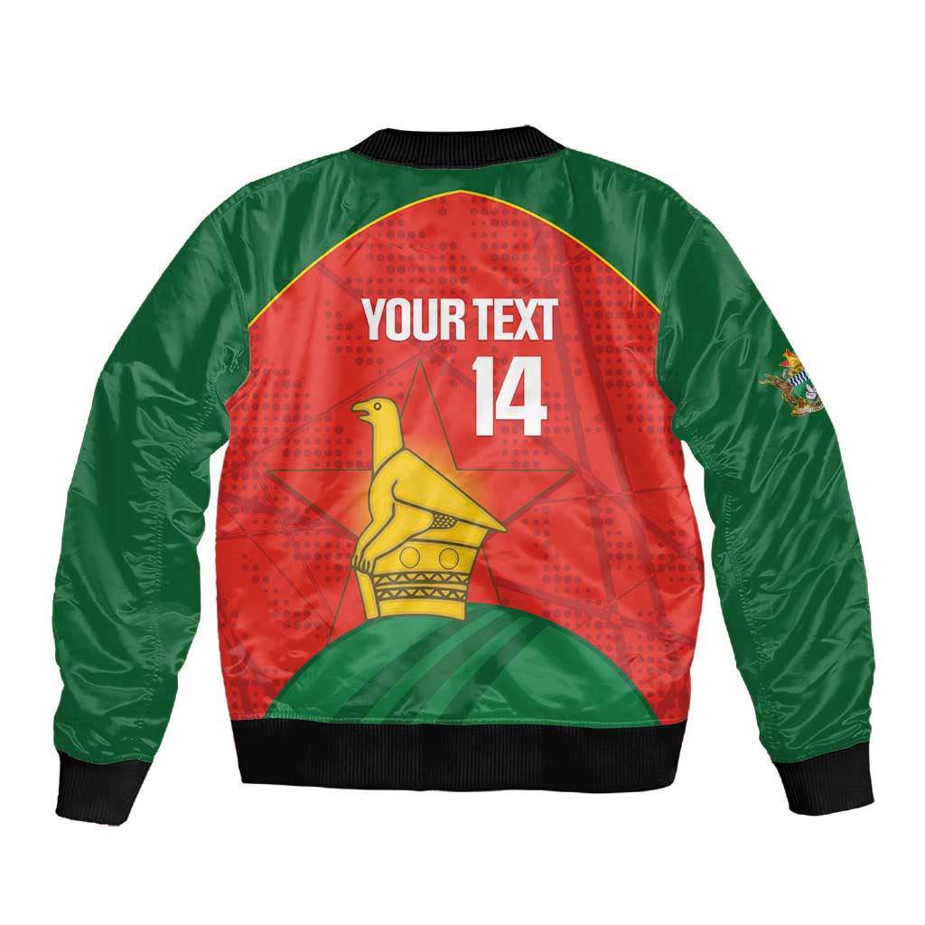 Afro Cricket Zimbabwe Custom Sleeve Zip Bomber Jacket Go Chevrons 2003 Color - African Pride