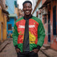 Afro Cricket Zimbabwe Custom Sleeve Zip Bomber Jacket Go Chevrons 2003 Color - African Pride