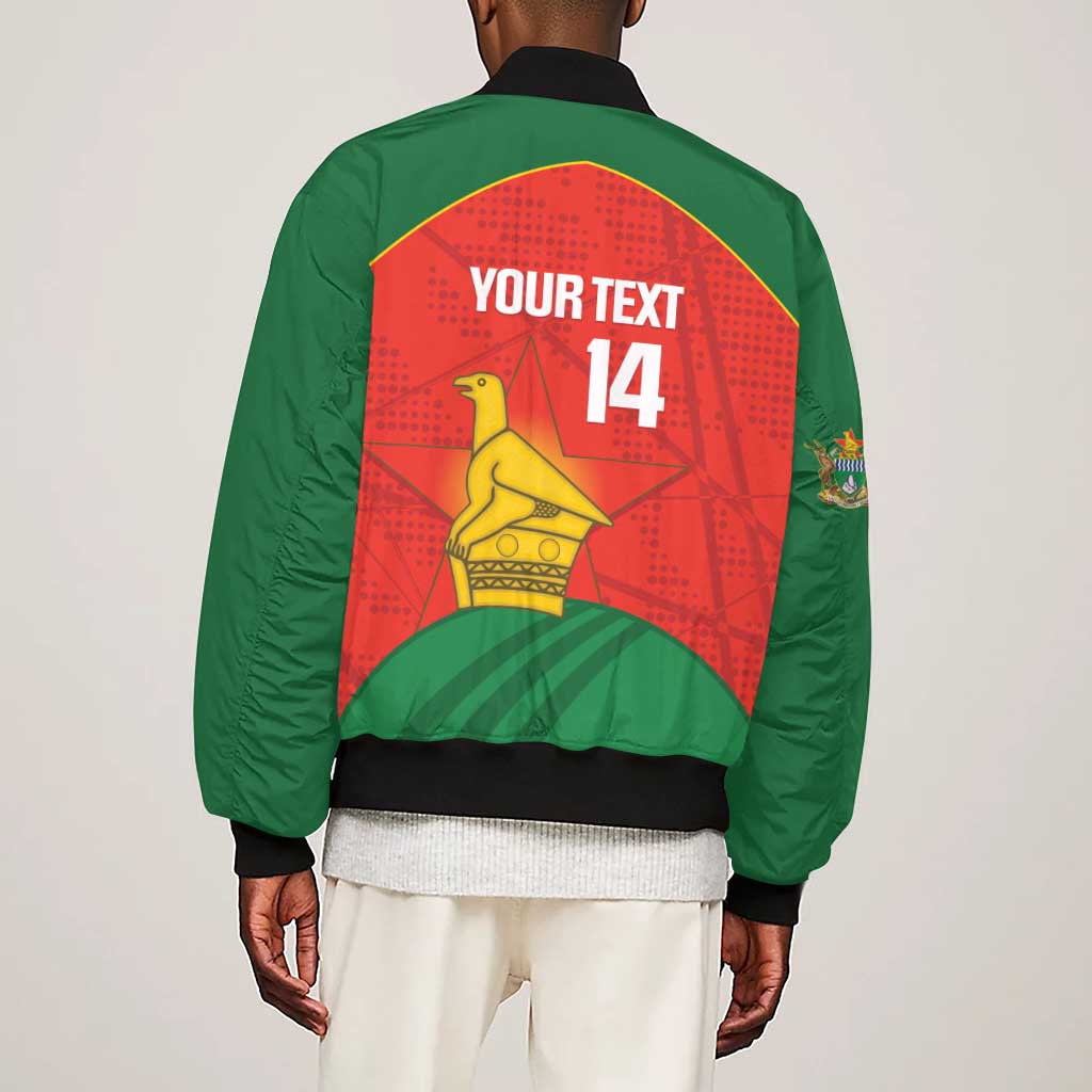Afro Cricket Zimbabwe Custom Sleeve Zip Bomber Jacket Go Chevrons 2003 Color - African Pride