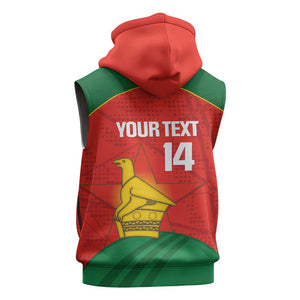 Afro Cricket Zimbabwe Custom Sleeveless Zip Hoodie Go Chevrons 2003 Color - African Pride