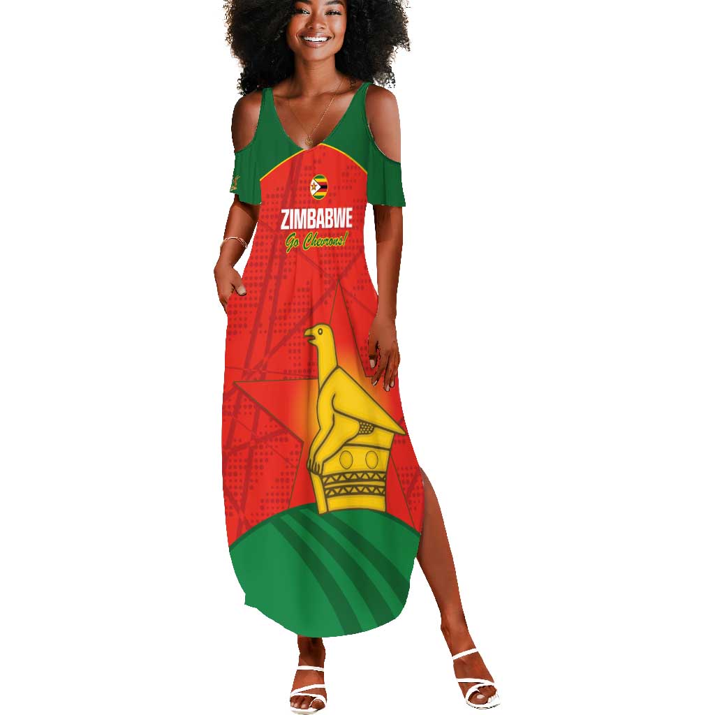 Afro Cricket Zimbabwe Custom Summer Maxi Dress Go Chevrons 2003 Color - African Pride