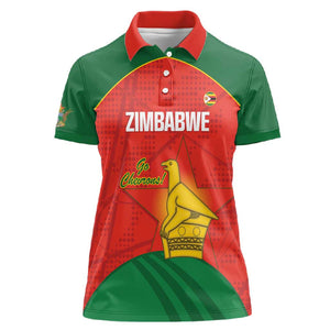 Afro Cricket Zimbabwe Custom Women Polo Shirt Go Chevrons 2003 Color - African Pride