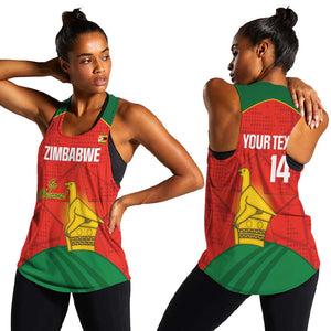 Afro Cricket Zimbabwe Custom Women Racerback Tank Go Chevrons 2003 Color - African Pride