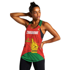 Afro Cricket Zimbabwe Custom Women Racerback Tank Go Chevrons 2003 Color - African Pride