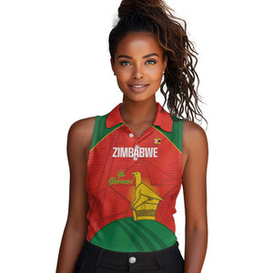 Afro Cricket Zimbabwe Custom Women Sleeveless Polo Shirt Go Chevrons 2003 Color - African Pride