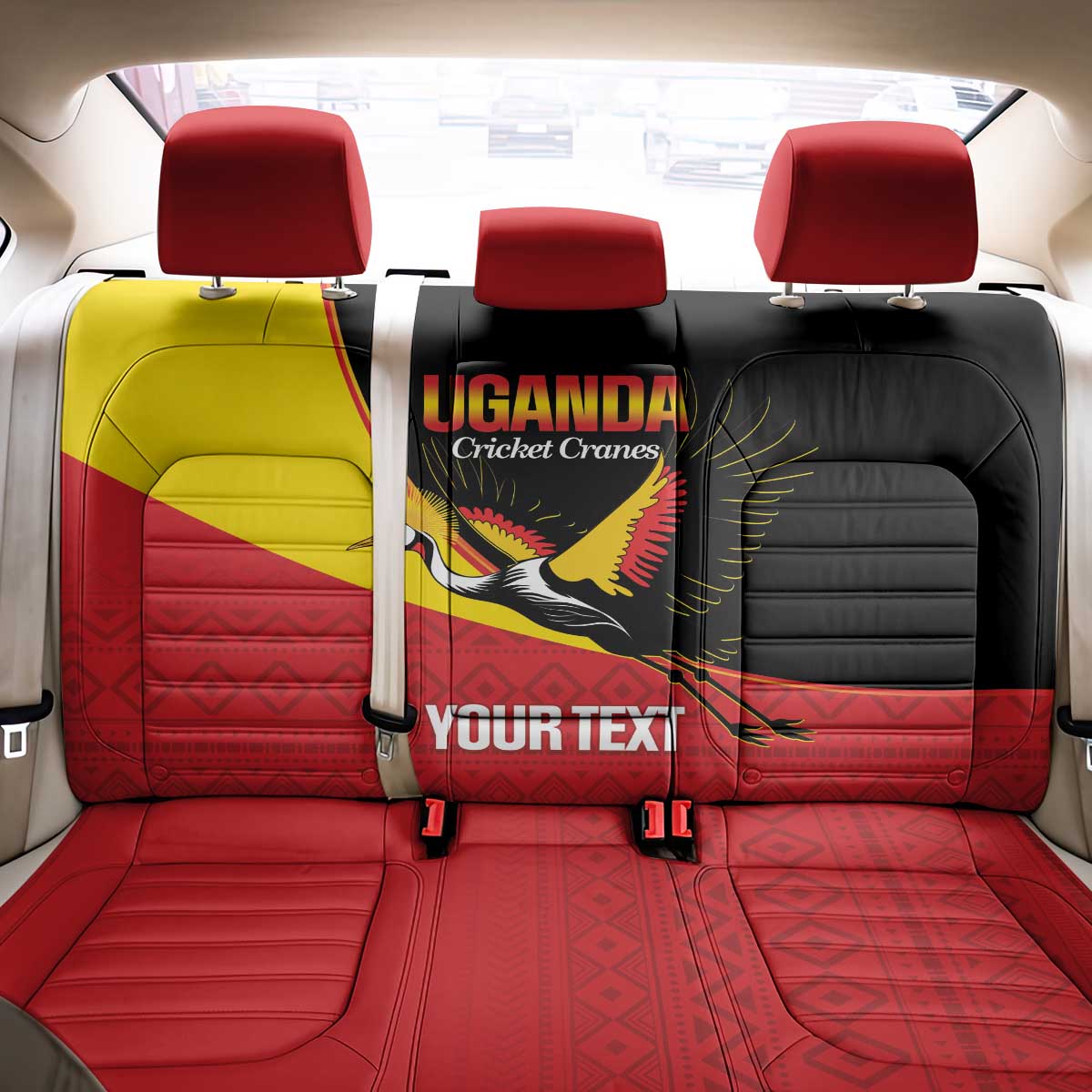 Afro Cricket Uganda Custom Back Car Seat Cover Go Cranes African Pattern - African Pride