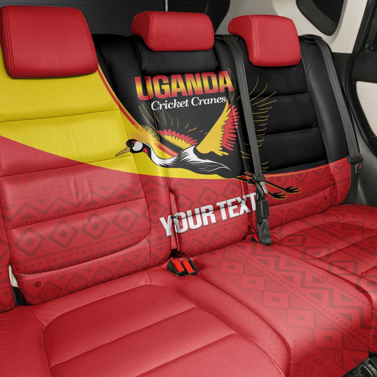 Afro Cricket Uganda Custom Back Car Seat Cover Go Cranes African Pattern - African Pride
