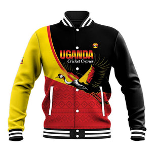 Afro Cricket Uganda Custom Baseball Jacket Go Cranes African Pattern - African Pride
