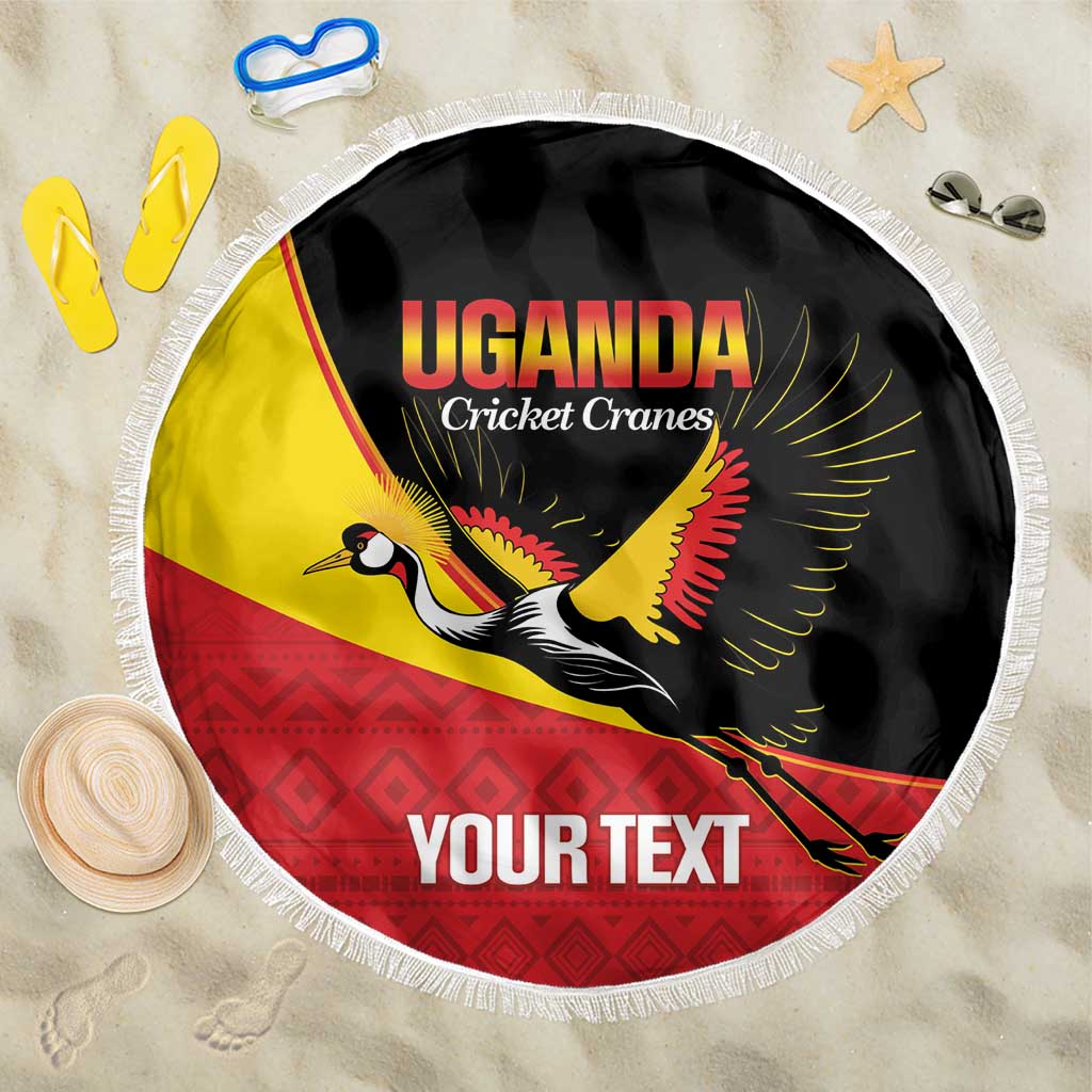 Afro Cricket Uganda Custom Beach Blanket Go Cranes African Pattern - African Pride