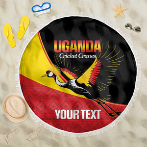 Afro Cricket Uganda Custom Beach Blanket Go Cranes African Pattern - African Pride
