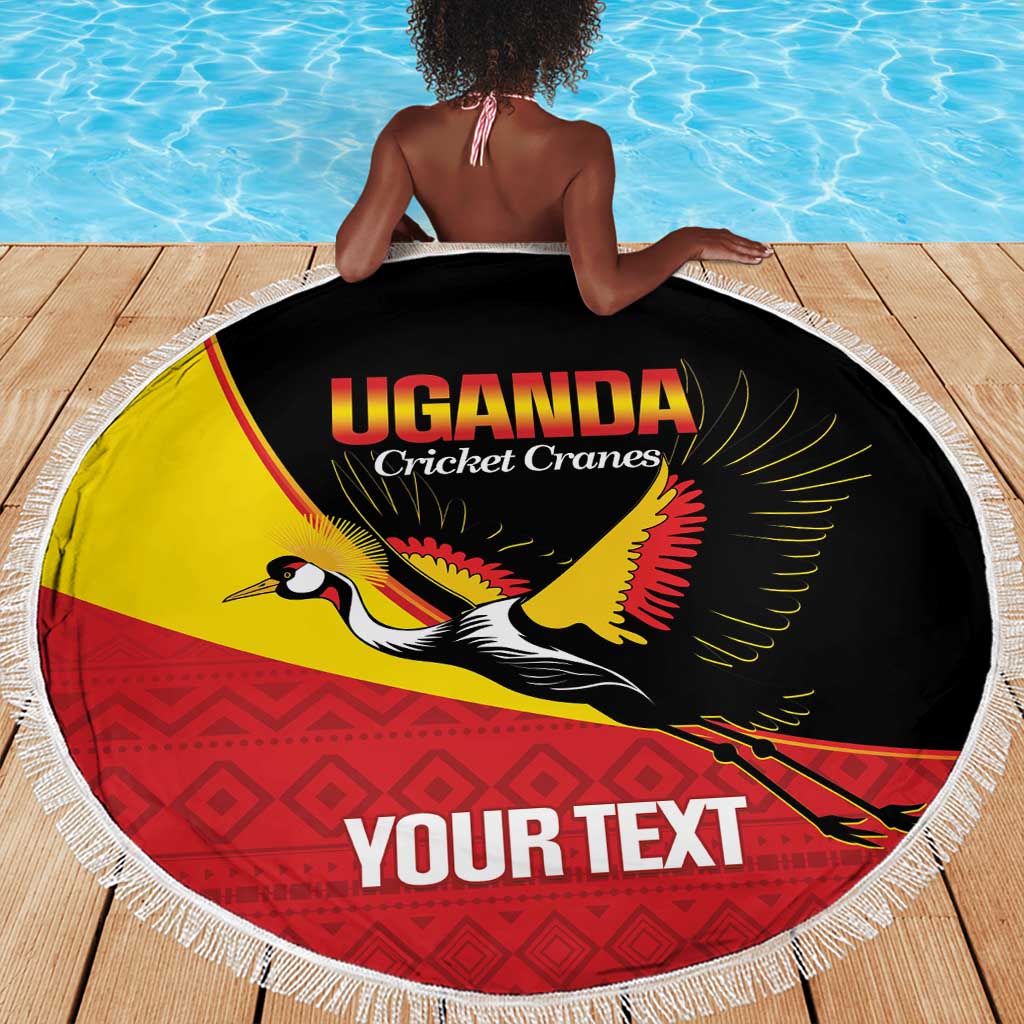 Afro Cricket Uganda Custom Beach Blanket Go Cranes African Pattern - African Pride
