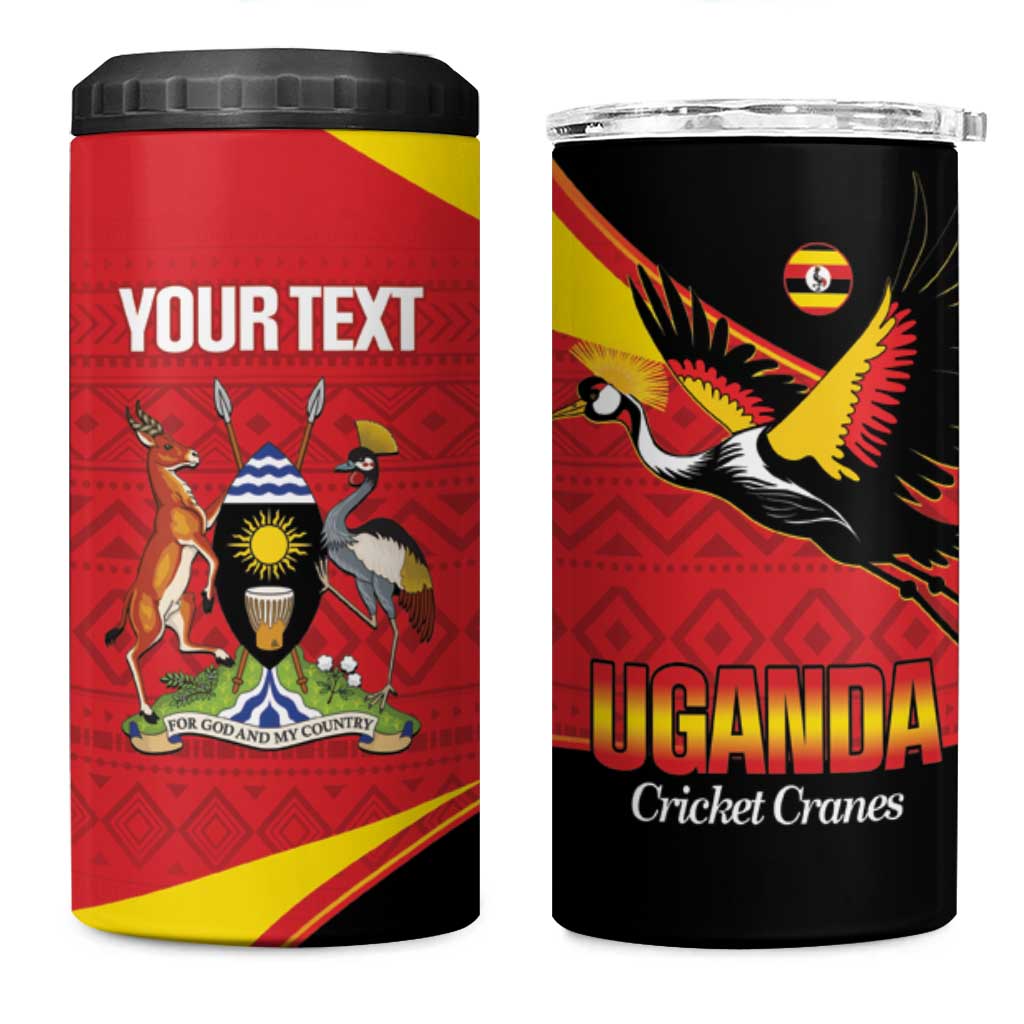 Afro Cricket Uganda Custom 4 in 1 Can Cooler Tumbler Go Cranes African Pattern - African Pride