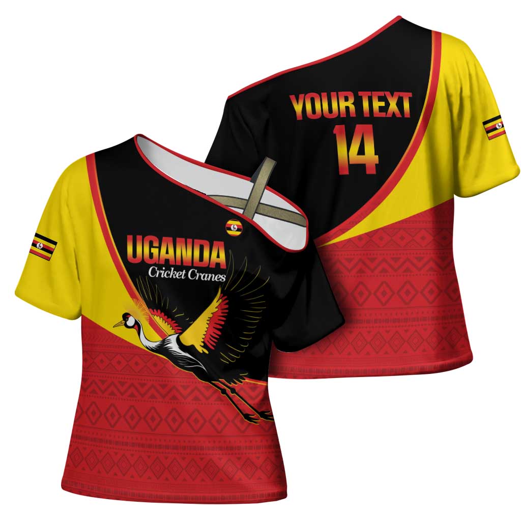 Custom Uganda Cricket Cross Shoulder Shirt Go Cranes African Pattern