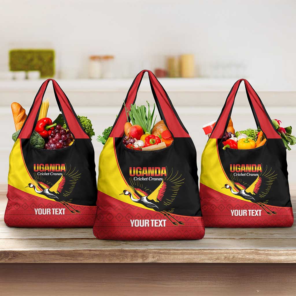 Afro Cricket Uganda Custom Grocery Bag Go Cranes African Pattern - African Pride