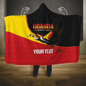 Afro Cricket Uganda Custom Hooded Blanket Go Cranes African Pattern - African Pride