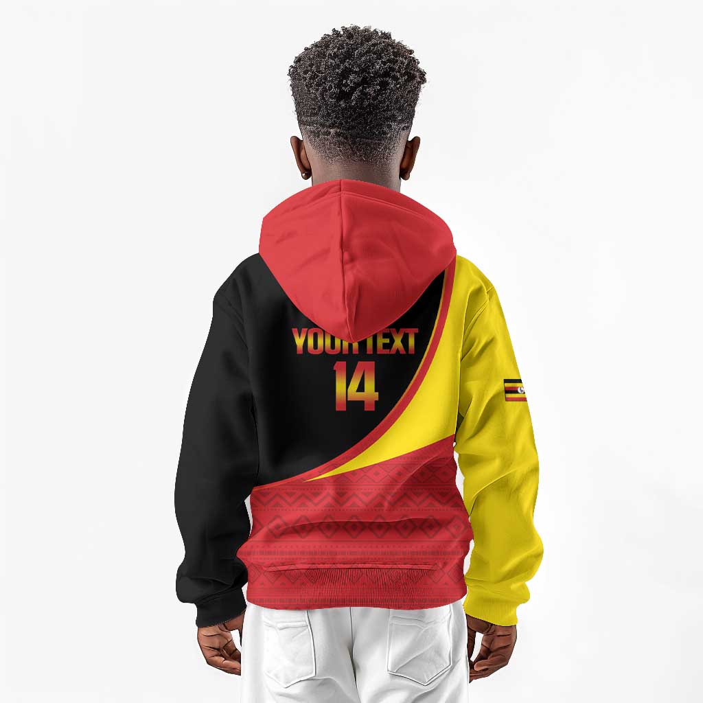 Afro Cricket Uganda Custom Kid Hoodie Go Cranes African Pattern - African Pride