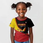 Afro Cricket Uganda Custom Kid T shirt Go Cranes African Pattern - African Pride