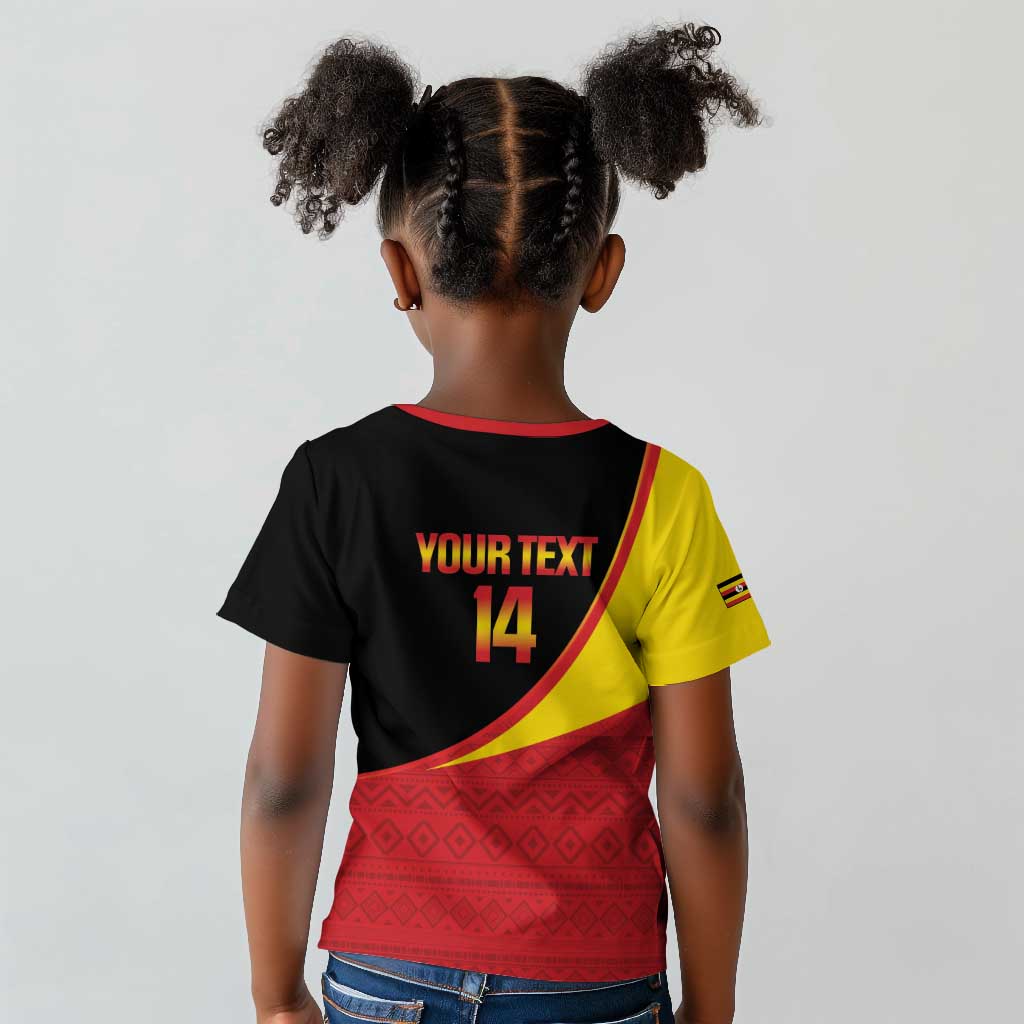 Afro Cricket Uganda Custom Kid T shirt Go Cranes African Pattern - African Pride