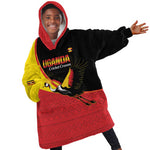 Afro Cricket Uganda Custom Kid Wearable Blanket Hoodie Go Cranes African Pattern - African Pride