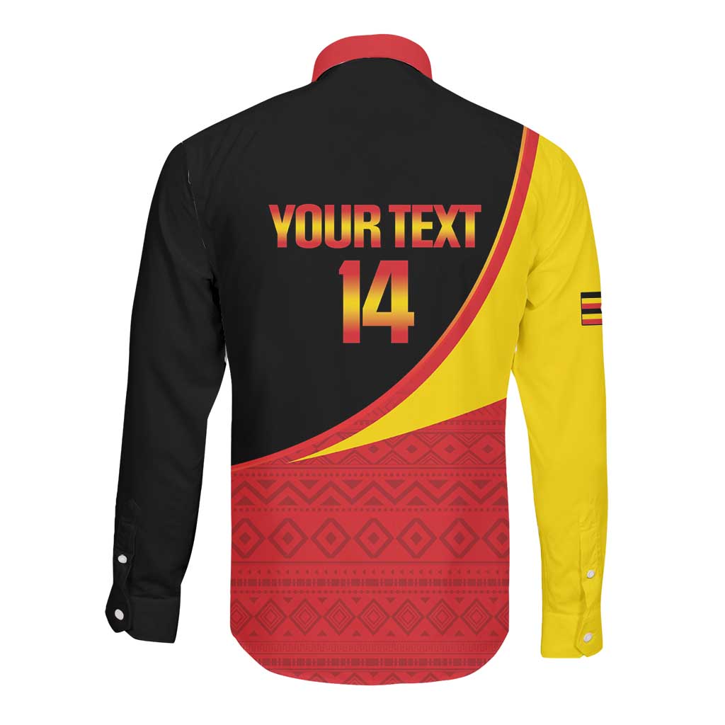 Afro Cricket Uganda Custom Long Sleeve Button Shirt Go Cranes African Pattern - African Pride