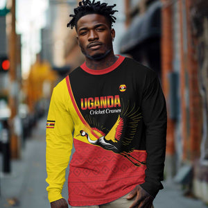 Afro Cricket Uganda Custom Long Sleeve Shirt Go Cranes African Pattern - African Pride